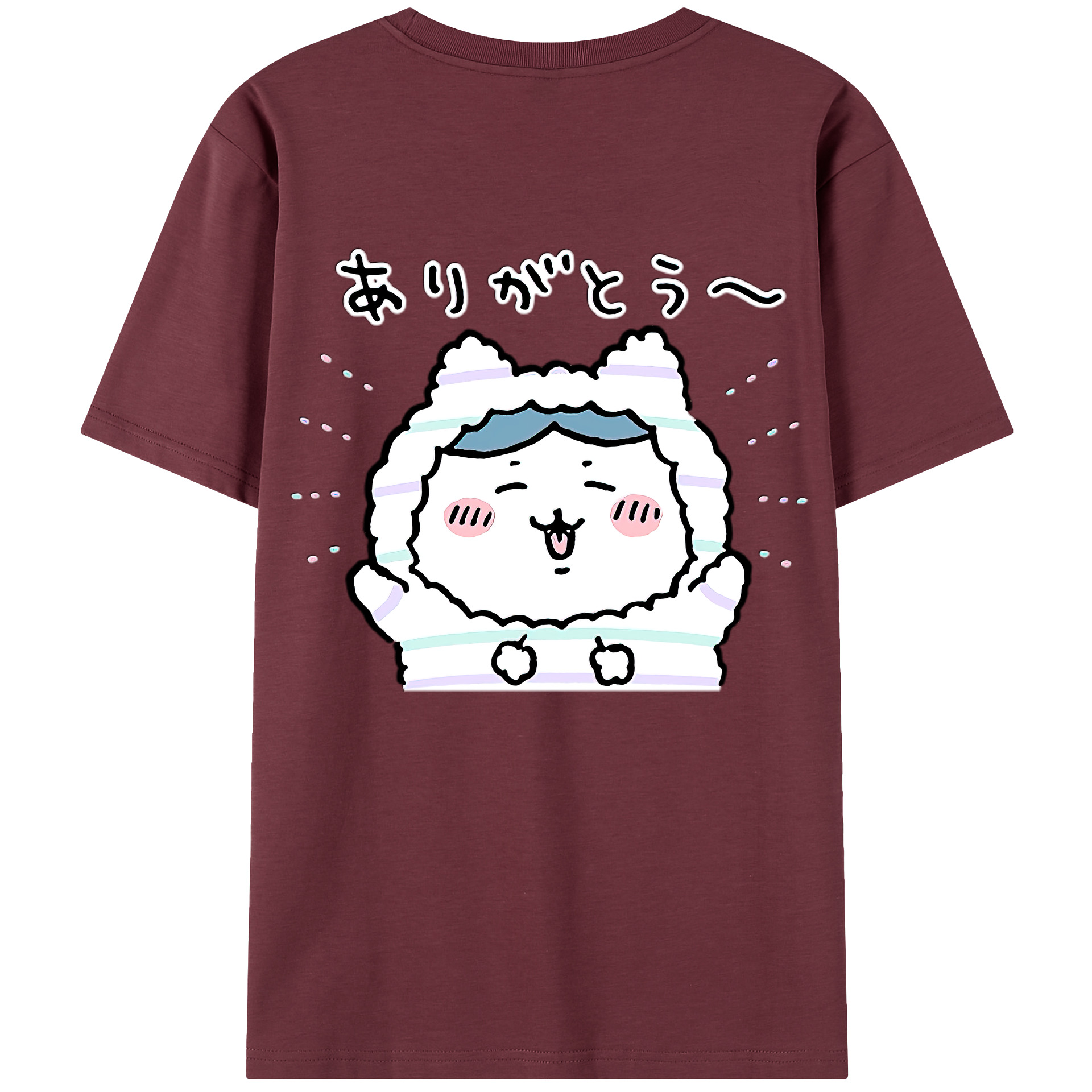 （画像用） ちいかわ ハチワレ Chii-kawa hachiware 綿100％半袖Tシャツ（背面プリント）